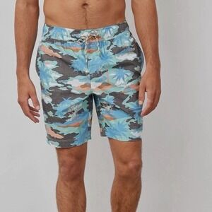 Rails Mens Size Large Kian Twilight Swim Trunks Shorts in Life's a Beach Print‎